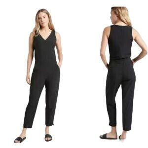 NWT ATHLETA Brooklyn Jumpsuit Black Women's 12 Pockets Comfort Stretch MSRP$129
